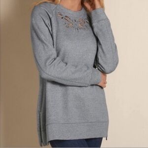 Soft Surroundings Urban Chic Cotton Cutout Sweatshirt Sz Medium